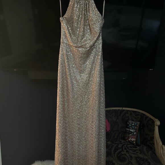 Amsale Chandler Sequin Halter Rose Gold - Picture 4 of 9